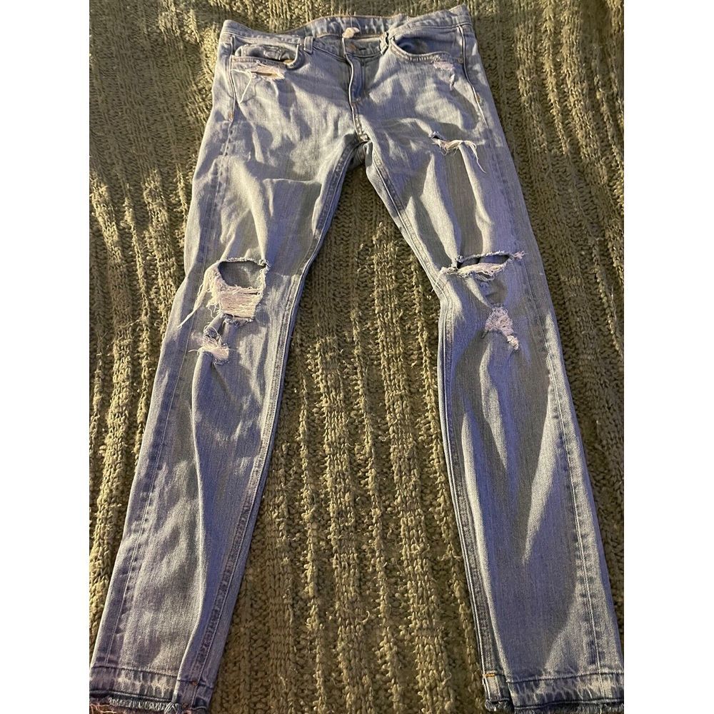 Rag & Bone Women Jeans 27 Blue Denim Distress Boyfriend Low Rise 26" Inseam